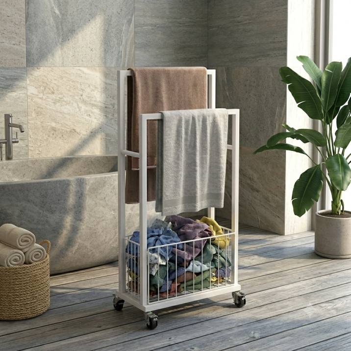Towel Stand with Laundry busket